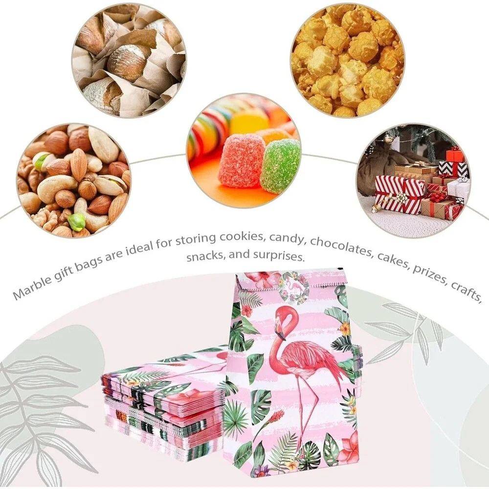 36PCS Party Favors Bags, Hawaii Treat Bags w/Stickers Flamingo Gift Bags 3Design